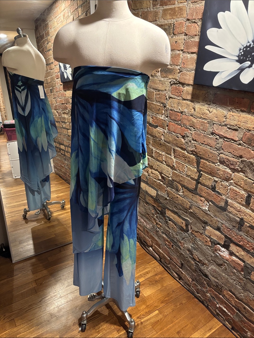 Akira Floral Spandex body suit with Chiffon flowy cover